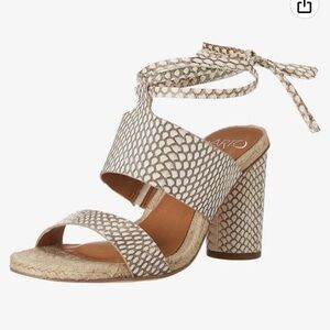 Franco Sarto Leather Chunky Barrel Heel Lace up Sandal Sz 7.5